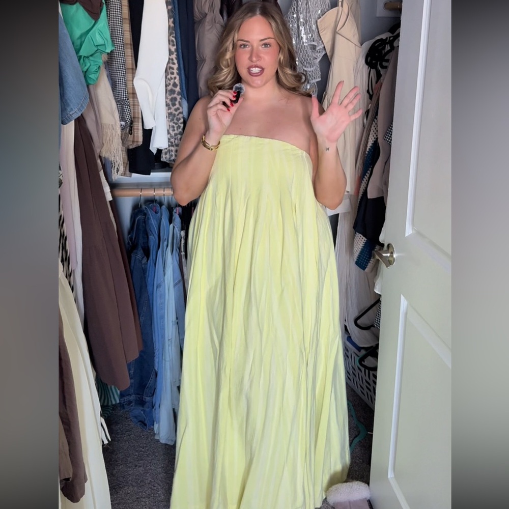 Free People Strapless Light Yellow Dress